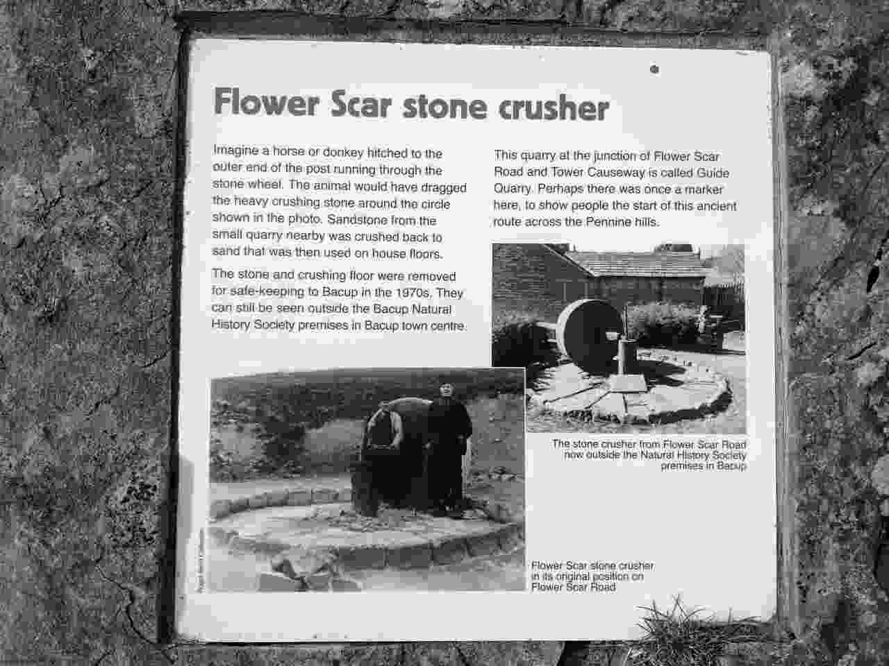 Flow Scar stone crusher information sign